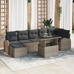 vidaXL Ensemble de Canapés de Jardin 8 Pièces avec Coussins Gris Poly Rattan