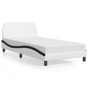 vidaXL Cadre de lit sans matelas blanc et noir 100x200 cm similicuir