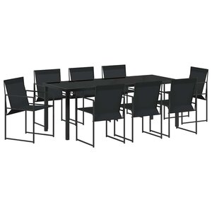vidaXL Ensemble de salle à manger pour jardin 9 Pièces Noir