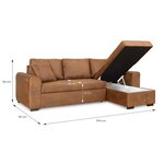 Canapé d'angle convertible réversible 4 places - Tissu Marron vintage - 244 x 151 x 90 -HAMILTON