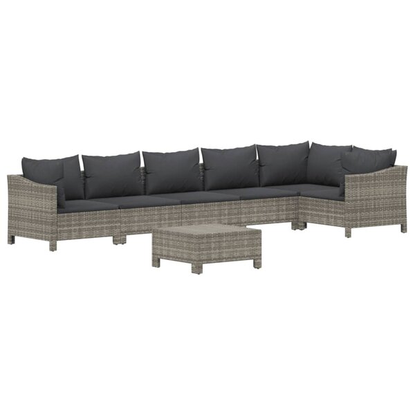 Salon de jardin meuble d'extérieur ensemble de mobilier 7 pièces avec coussins gris résine tressée 02_0017231