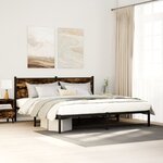 vidaXL Cadre de lit en métal sans matelas chêne fumé 180x200 cm