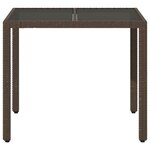 vidaXL Table de jardin avec dessus en verre marron résine tressée