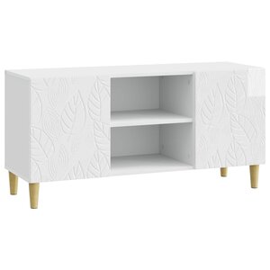 vidaXL Meuble TV 102 x 34 5 x 50 cm Blanc brillant Bois d'ingénierie