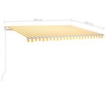 vidaXL Auvent automatique avec capteur de vent LED 4x3m Jaune et blanc