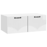 vidaXL Meuble TV mural Montage mural Blanc brillant 78 5 x 41 x 30 cm