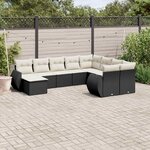 vidaXL Salon de jardin 10 Pièces avec coussins noir résine tressée