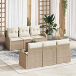 vidaXL Ensemble de canapé de jardin 7 Pièces Beige et blanc