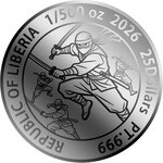 Monnaie NINJA 1/500 Oz Platine 25$ Liberia 2026 (PRÉCOMMANDE)