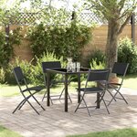 vidaXL Ensemble de Dîner de Jardin 5 Pièces - Textilène Noir et Acier