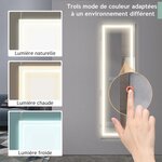 Miroir mural led miroir pleine longueur lumineux à 3 couleurs cadre en mdf 120 x 37cm blanc 20_0006878
