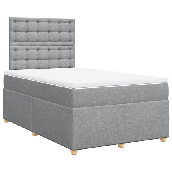 vidaXL Sommier à lattes de lit avec matelas Gris clair 120x200cm Tissu