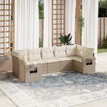 vidaXL Salon de jardin avec coussins 7 Pièces beige résine tressée