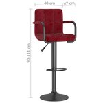 vidaXL Tabouret de bar Rouge bordeaux Velours
