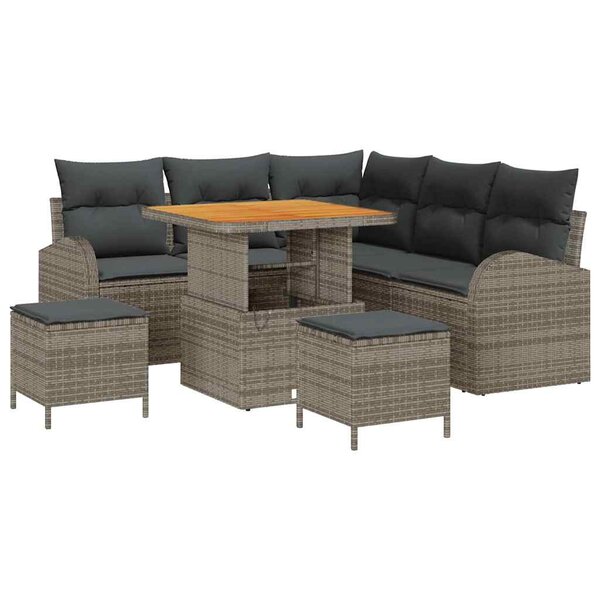 vidaXL Ensemble de canapé de jardin avec coussin 8 Pièces Gris
