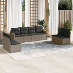 vidaXL Salon de jardin 8 Pièces avec coussins gris résine tressée