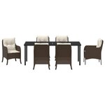 vidaXL Ensemble de salle à manger de jardin 7 pièces avec coussins Marron Poly Rattan