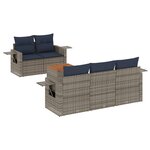 vidaXL Salon de jardin 6 Pièces avec coussins gris résine tressée