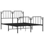 vidaXL Cadre de lit métal sans matelas avec pied de lit noir 135x190cm
