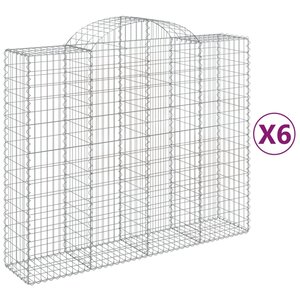 vidaXL Paniers à gabions arqués 6 Pièces 200x50x160/180 cm Fer galvanisé