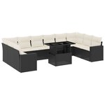 vidaXL Salon de jardin 11 Pièces avec coussins noir résine tressée