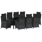 vidaXL Ensemble de salle à manger pour jardin 9 Pièces Noir polyrotin