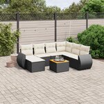 vidaXL Salon de jardin 8 Pièces avec coussins noir résine tressée
