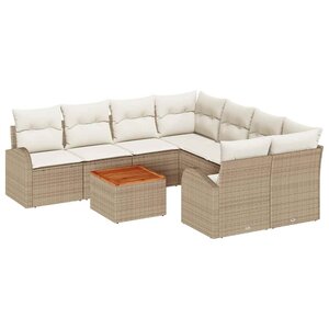 vidaXL Ensemble de canapé de jardin 9 Pièces Beige et blanc
