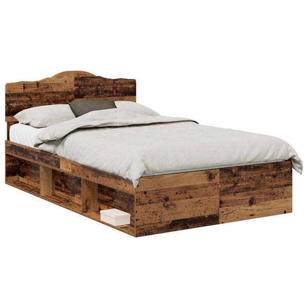 vidaXL Cadre de lit Bois ancien 135 x 190 cm Bois de pin massif