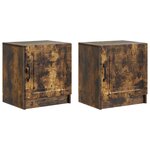 vidaXL Cabinet de chevet 2 Pièces Chêne fumé 43 x 34 5 x 47 cm