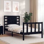 vidaXL Cadre de lit sans matelas noir 100x200 cm bois massif de pin