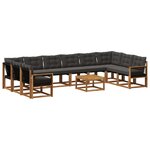 vidaXL Ensemble de canapés d'extérieur 11 pc Naturel et noir