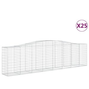 vidaXL Paniers à gabions arqués 25 Pièces 400x50x100/120 cm Fer galvanisé