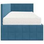 vidaXL Cadre de lit d'angle avec matelas 2 pc Bleu 80 x 200 cm Velours