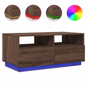 vidaXL Table basse avec lumières LED chêne marron 90x49x40 cm