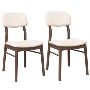 vidaXL Chaises à manger coussins 2 Pièces marron bois massif caoutchouc