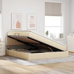 vidaXL Lit de rangement LED avec matelas Crème 180 x 200 cm Tissu