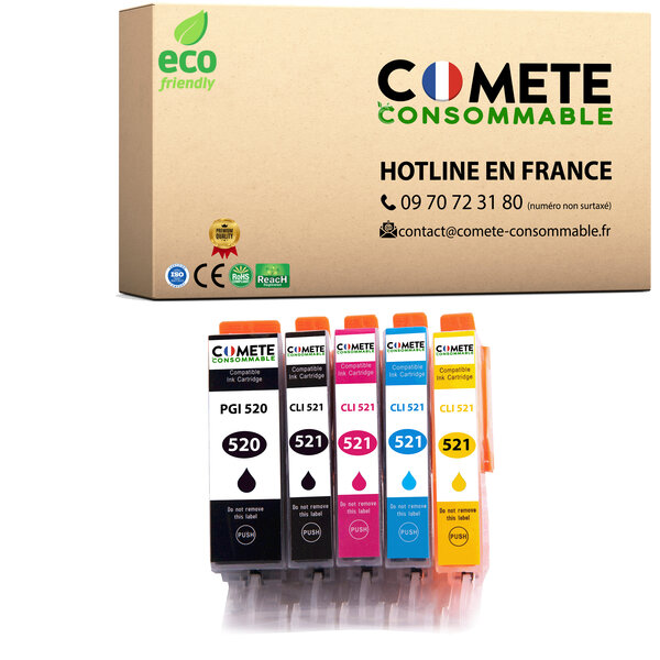 Cartouche 520/521xl Pack de 5 Compatibles Comete, Entreprise Française