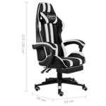 vidaXL Fauteuil de jeux vidéo et repose-pied Noir et blanc Similicuir