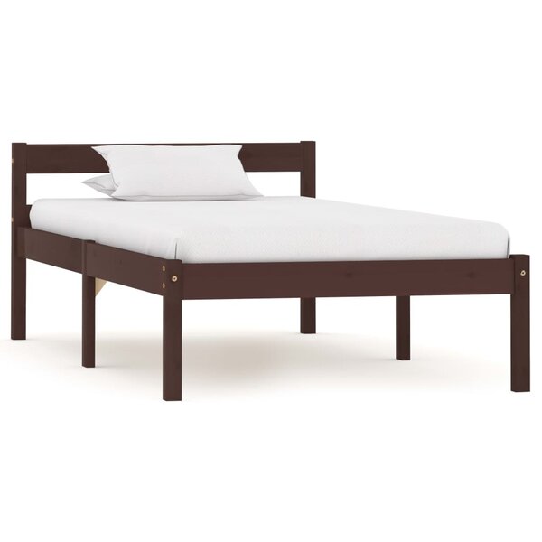 vidaXL Cadre de lit Marron foncé Bois de pin massif 100x200 cm
