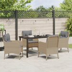 vidaXL Ensemble de Salle à Manger de Jardin de 5 Pièces avec Coussins Beige Rattan PE