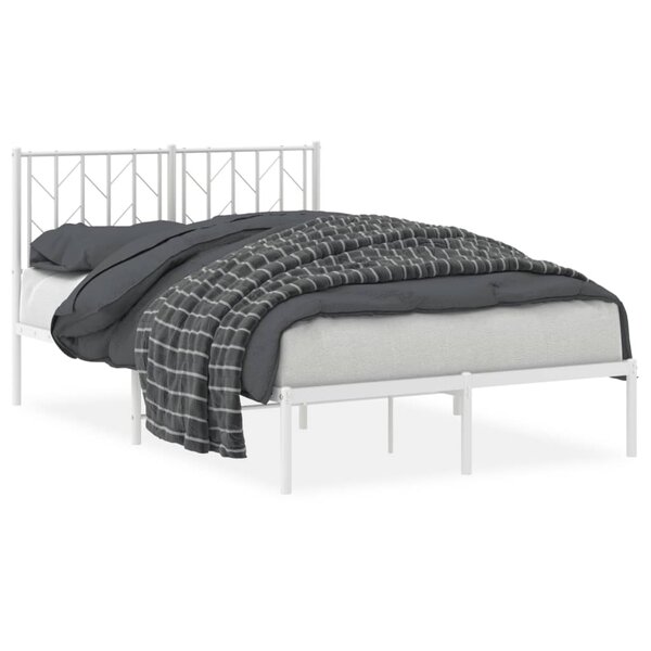 vidaXL Cadre de lit métal sans matelas et tête de lit blanc 120x190 cm