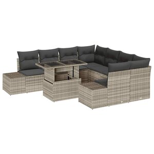 vidaXL Ensemble de canapé de jardin 9 Pièces Gris clair et gris foncé