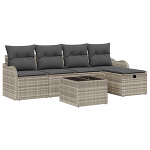 vidaXL Ensemble de canapé de jardin 6 Pièces Gris clair polyrotin