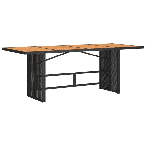 vidaXL Table de jardin et dessus en bois d'acacia noir résine tressée