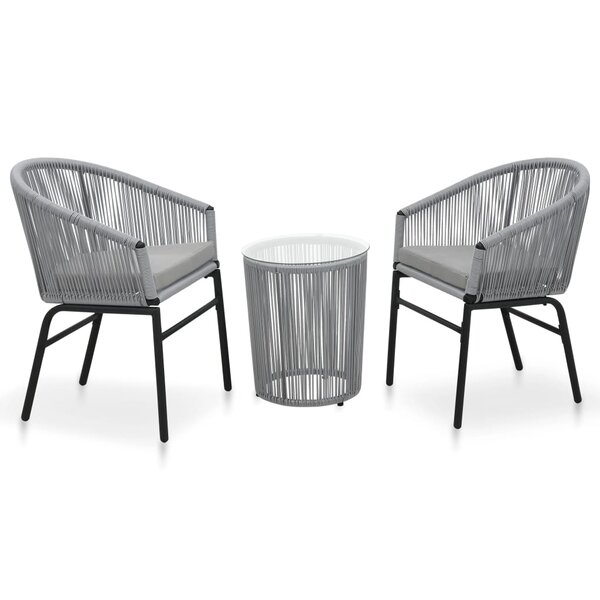 vidaXL Ensemble de bistro 3 Pièces avec coussins Rotin PE Gris