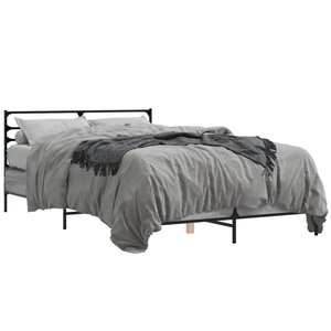 vidaXL Cadre de lit sonoma gris 140x190 cm bois d'ingénierie et métal
