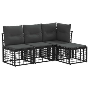 vidaXL Ensemble de canapés d'extérieur Noir Polyester
