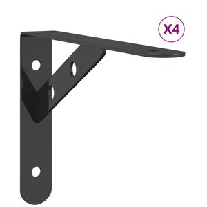 vidaXL Supports d'étagères 4 Pièces 20x2 5x14 cm noir acier inoxydable