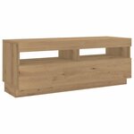 vidaXL Meuble TV avec lumières LED chêne artisanal bois d'ingénierie
